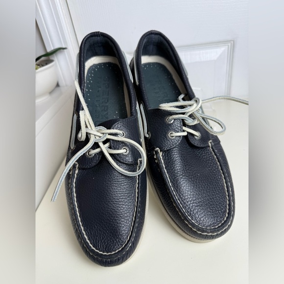 Sperry Top-Sider Men's Navy Leather Boat Shoes Size 9.5W Classic Deck Shoes - Picture 3 of 13